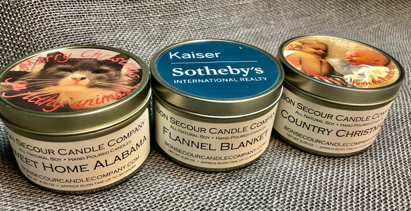 Personalized Holiday Soy Candle Tins